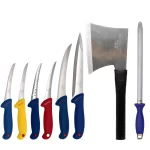 Set macelarie profesional format din 8 piese, 6 cutite, 1 masat magnetic, 1 toporisca otel carbon